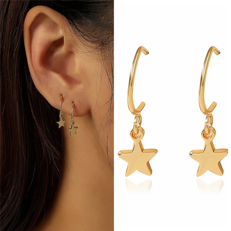 

Five-pointed Star Dangle Earrings Temperament Personality Ear Jewelry for Women