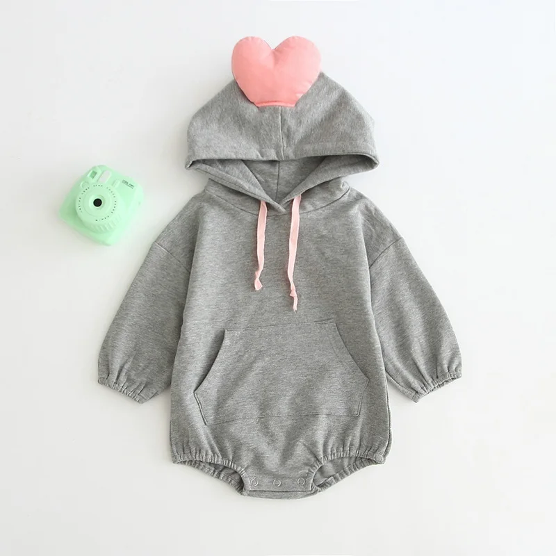 Body de oto&ntilde;o para beb&eacute;s y ni&ntilde;os, mono grueso con bolsillo y coraz&oacute;n de amor en 3D, blanco y gris, ropa dulce para reci&eacute;n nacidos, E9333, novedad de 2021-3
