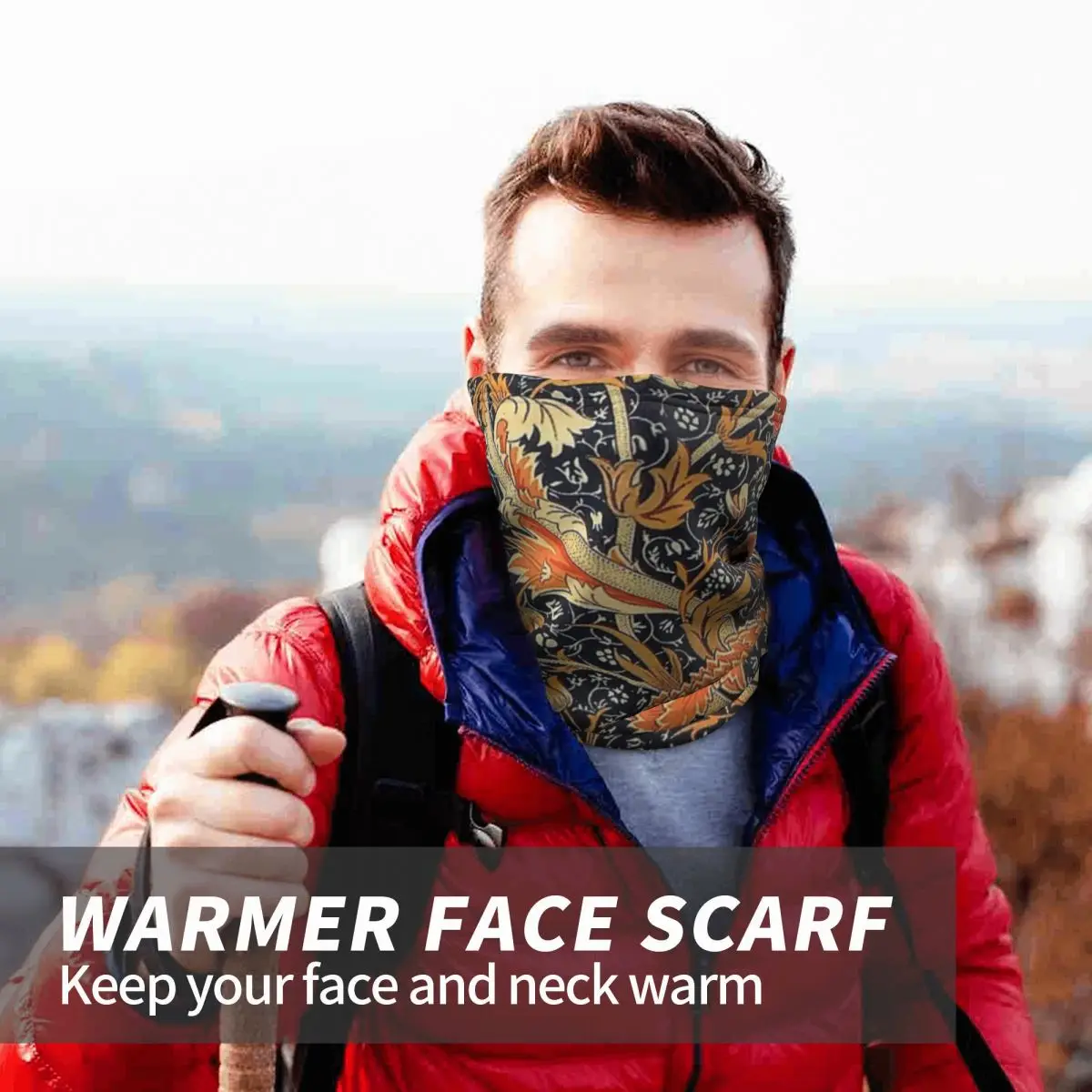 William Morris Orange Cray Floral Balaclava Mask Scarf Bandana Hunting Winter Facemask Airsoft Knitted | Спорт и развлечения