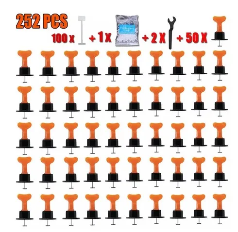 

Набор инструментов для выравнивания плитки, 252 шт., многоразовые напольные настенные распорки, система выравнивания, набор строительных гае...