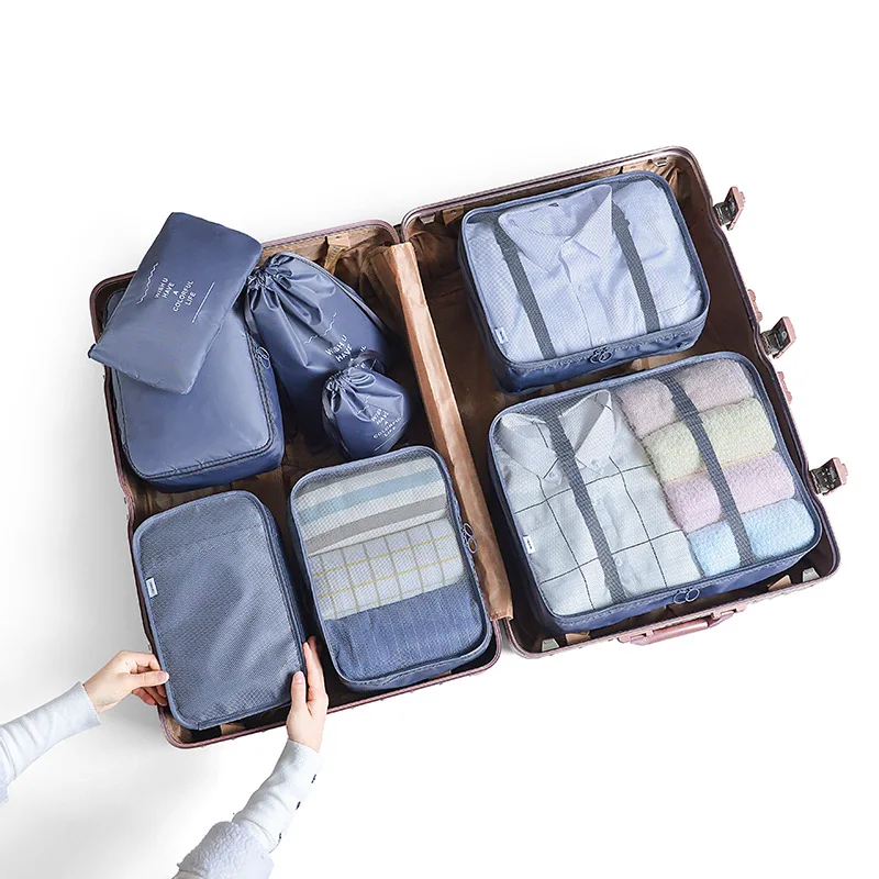 8pcs gray 8 шт., 6 шт., дорожная Домашняя одежда, одеяло, одеяло, сумка для хранения, набор, обувь, перегородка, аккуратный органайзер, шкаф, чемодан, сумка, упаковка, куб - Цвет: 8pcs gray