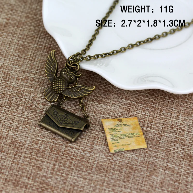 

Hot Movie HP Series Jewelry Vintage Bronze Potter Owl Pendant Post Envelop Jewelry For Friend Mysterious Gift Necklace