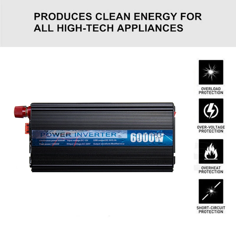 

Car Inverter 12000W Peaks 12V 220V USB LED Auto Modified Sine Wave Voltage Transformer Solar Power Inverter Charge Converter