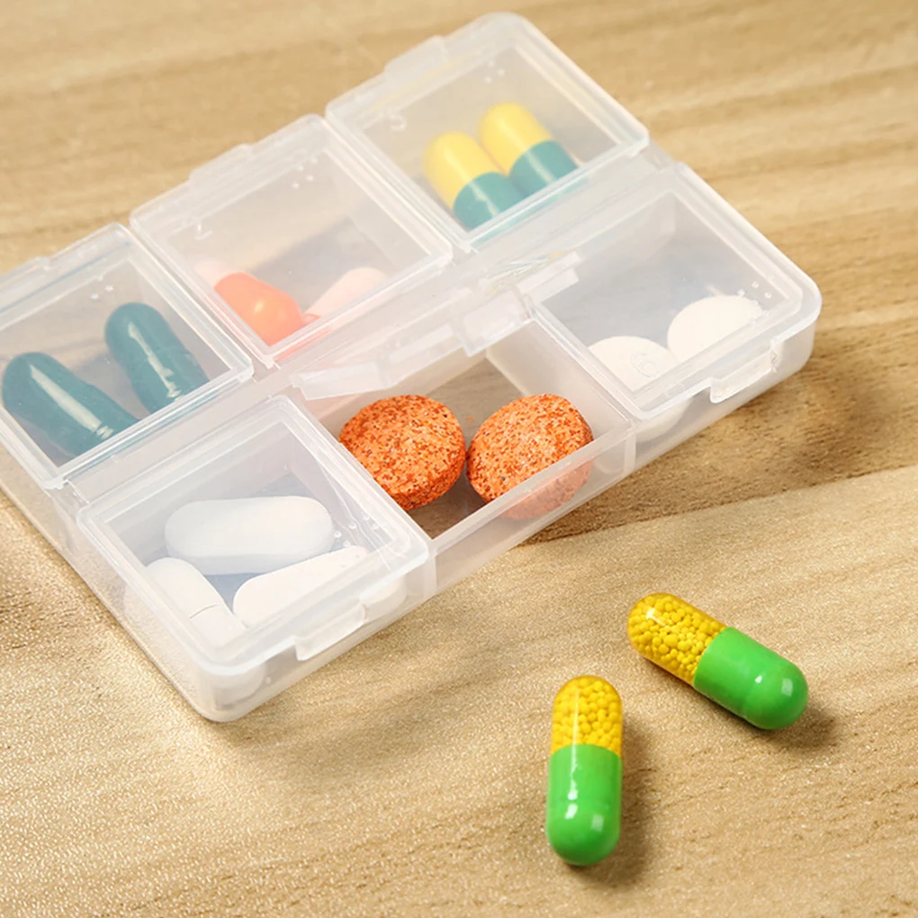 

2pcs Portable Pill Cases Travel Dispen Storage Container Drug Dispenser Packing Container 6 Slot Moisture-proof Pill Box