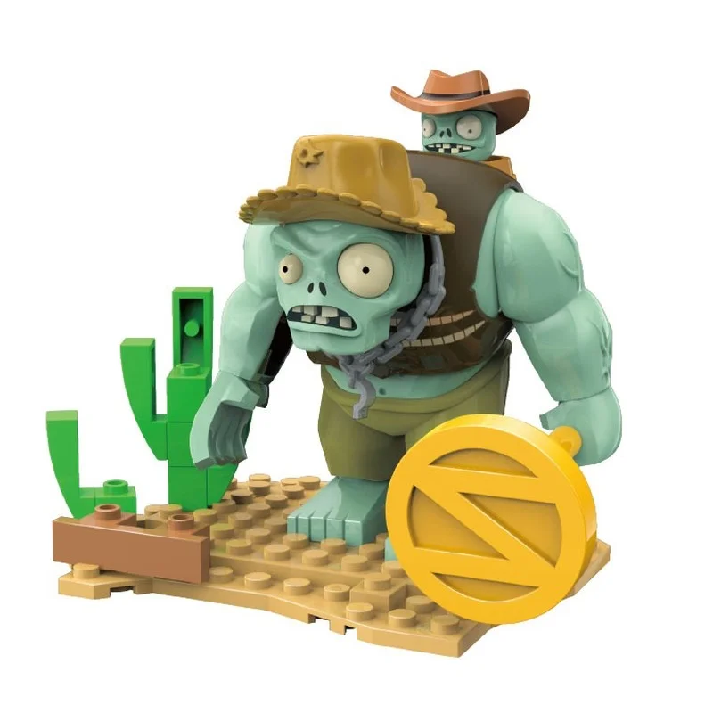 

Full Set 9pcs Kids Action Figures Learning Toys for Children Collection Gifts Cowboy Blind Box Plants Vs Zombies Building Blocks