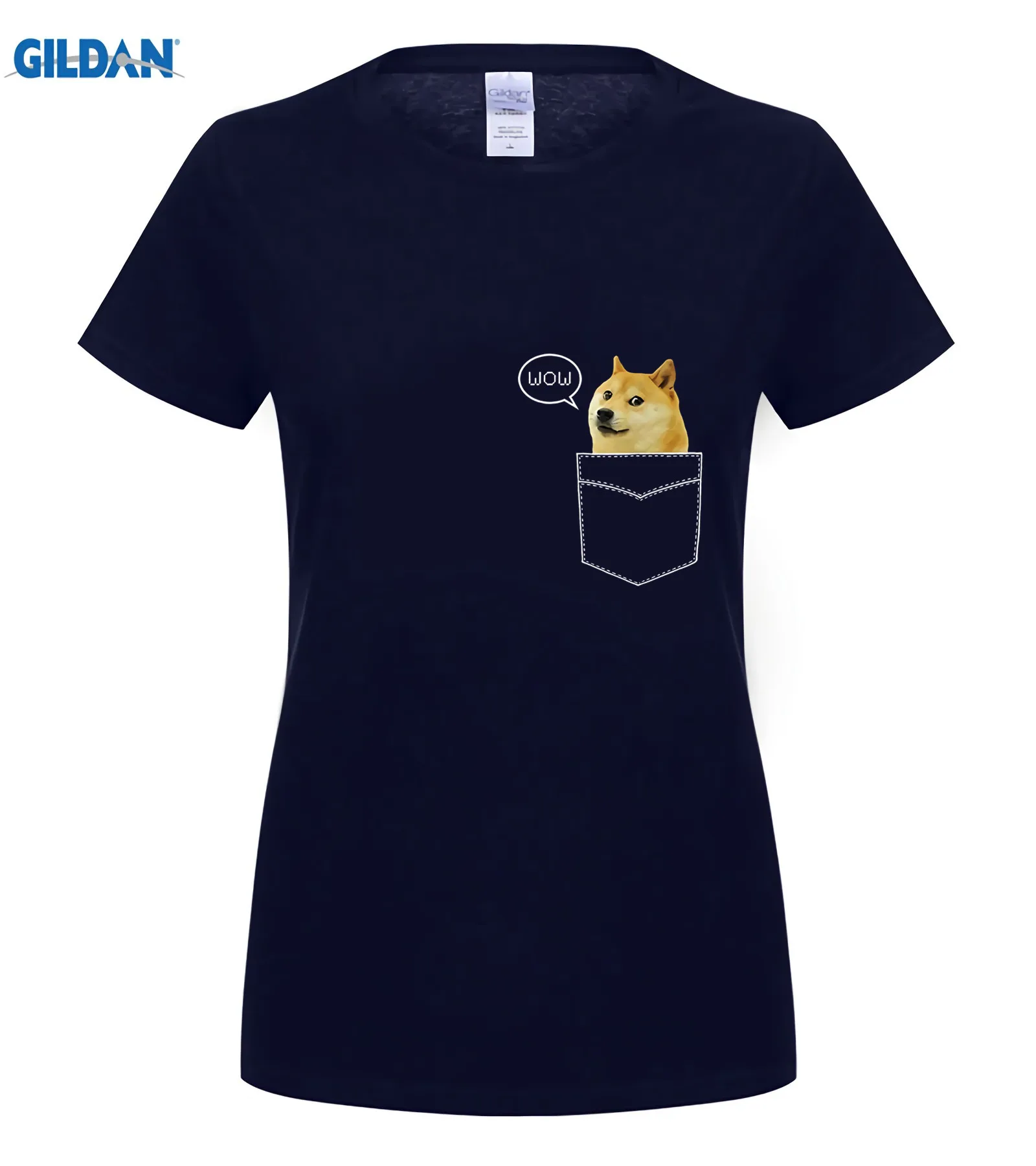 Шиба ину футболка Pocket Doge такая Wow Dank Pixel милая собака футболка Летняя мужская футболка с коротким рукавом - Цвет: women navy