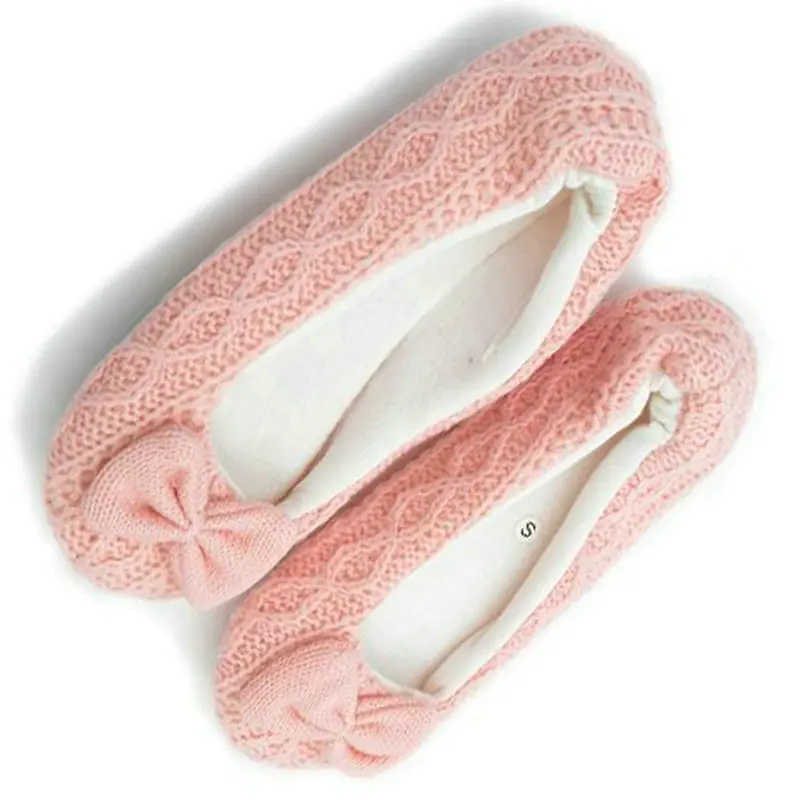 

Lovely Fancy Ballet Flats Slippers Girls Knit Cloth Slippers Shoes Home Indoor Floor Lady Slipper