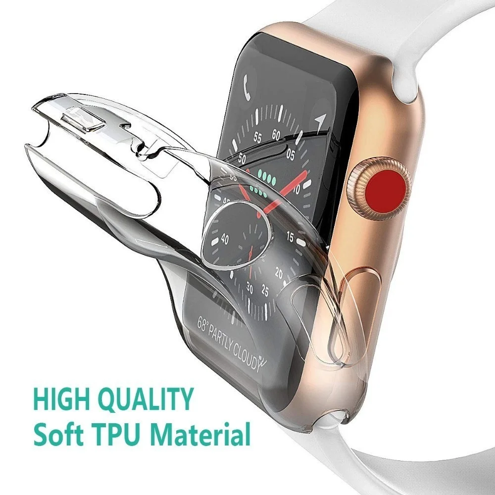 

Full case For Apple watch 6 SE 5 4 3 2 protective cover TPU Clear ultra-thin Iwatch series 38mm 42mm 40mm 44mm screen protector