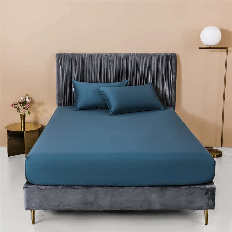 High quality Egyptian cotton fitted bed sheet sheets twin king queen size bedsheet Solid Color Elastic band 60S | Дом и сад