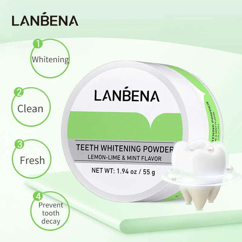Фото Порошок для отбеливания зубов LANBENA спутанный лимон лайм гигиена чистка удаление
