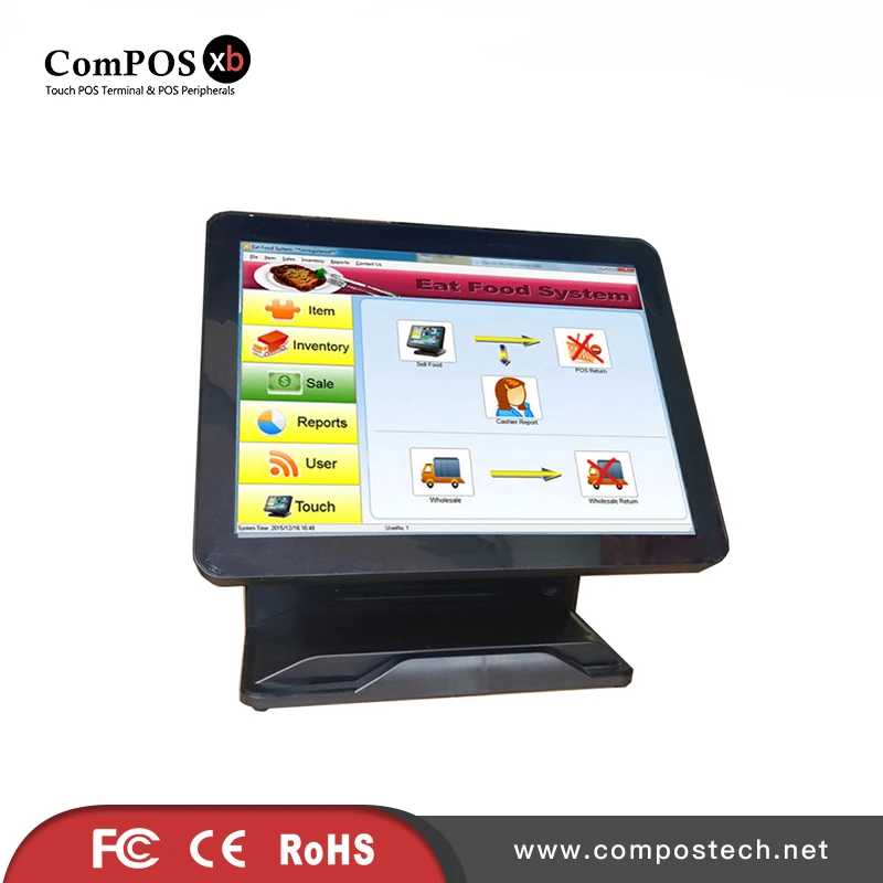 POS терминал 15 дюймов емкостный сенсорный экран чистый системы для получения