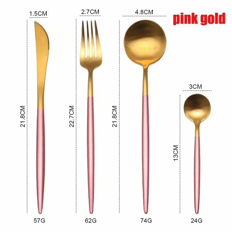 Spklifey Золотые Столовые приборы посуда золотые портативные столовые приборы из нержавеющей стали нож набор ложка и вилка Западная еда столовая посуда набор посуды - Цвет: Pink gold
