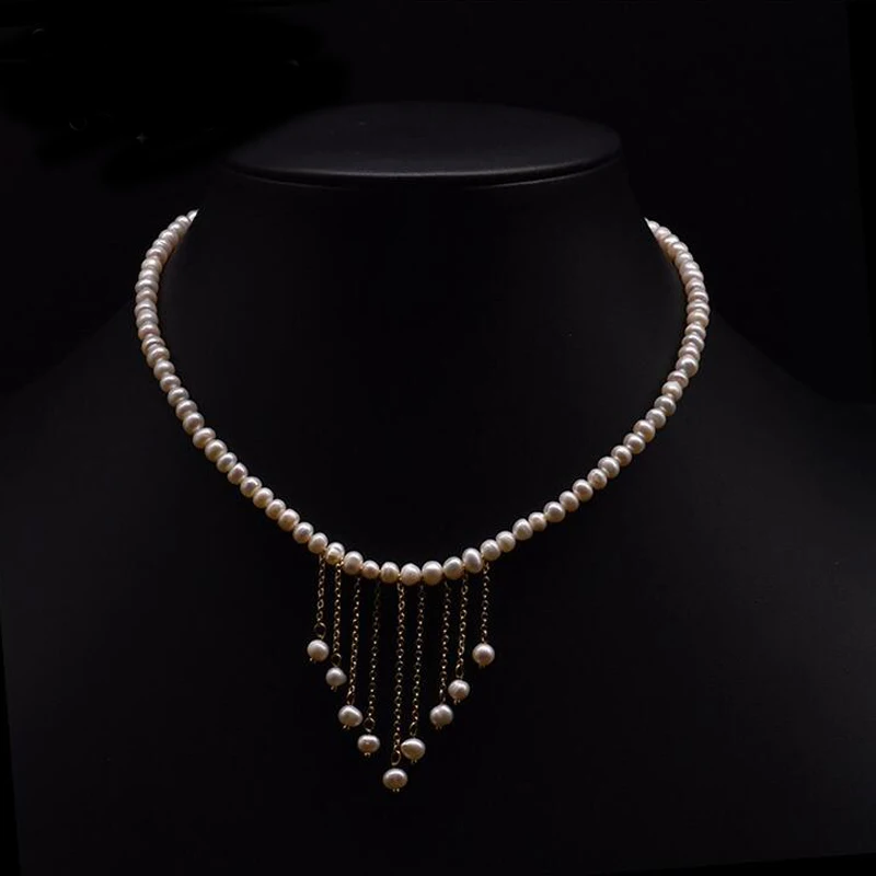

Natural Freshwater Pearls Necklace Tassel Pendant Choker for Women Wedding Party Fashion Jewelry Beads Collar Bib Necklaces Gift