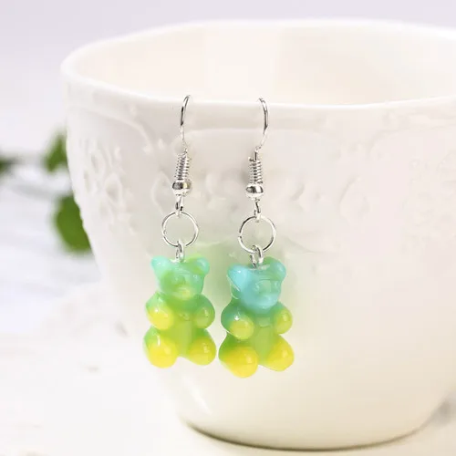 as picture 1 пара женских висячих сережек с блестками Gummy Bear разноцветные полимерные модные серьги с подвесками ювелирные изделия Diy - Окраска металла: as picture