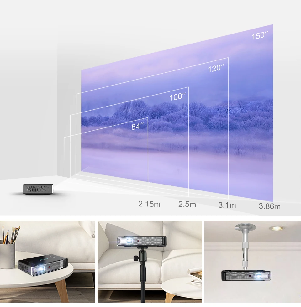BYINTEK UFO R15 300 дюймов Смарт Android wifi видео светодиодный портативный мини DLP 3D проектор для Iphone 11 Full HD 1080P домашний кинотеатр 4K