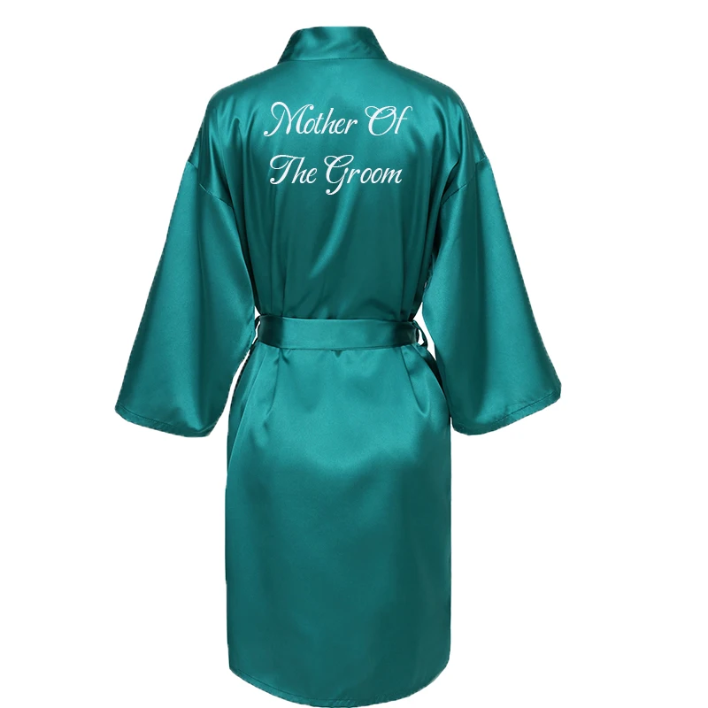 Satin Silk Bride Robe Women Wedding Robe Bridesmaid Bride Dressing Gown Bridal Bathrobe Slippers Gold Print Green Robe