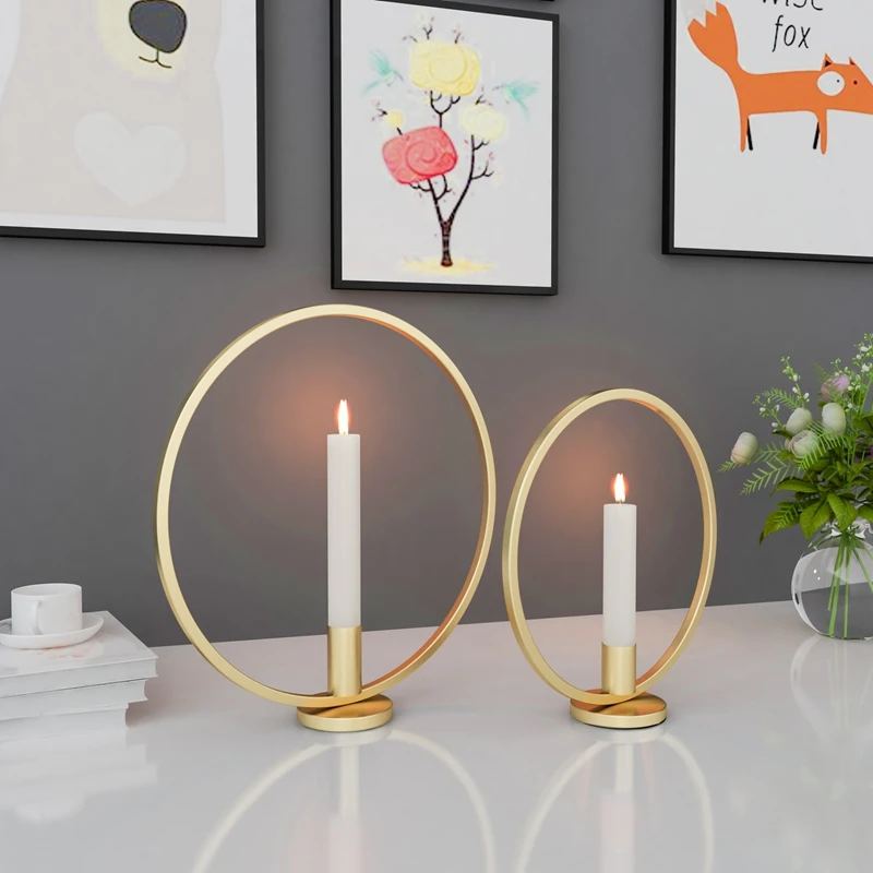 Nordic Round Simple Style Black Tea Light Candlestick Home Table Iron Metal Dinner Decoration WJ10165 | Дом и сад