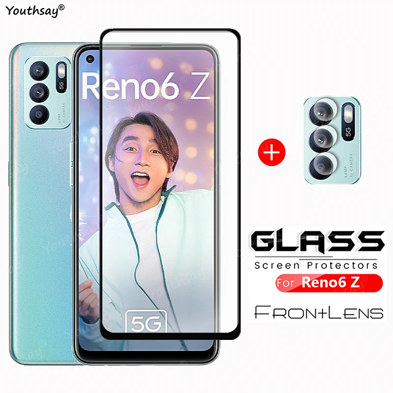 Vidrio templado para OPPO Reno6 Z, pel&iacute;cula protectora de pantalla completa para c&aacute;mara OPPO Reno 6 Z-0