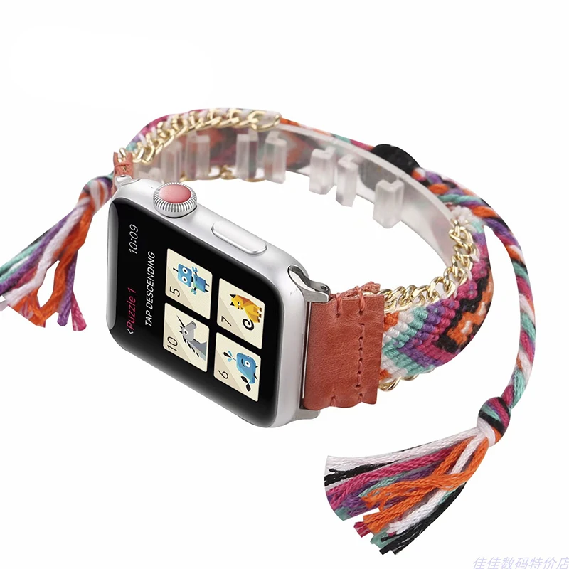 Ремешок для apple watch ремешок 44 мм 40 iwatch serice 5 4 3 ручной работы плетеный Канатный