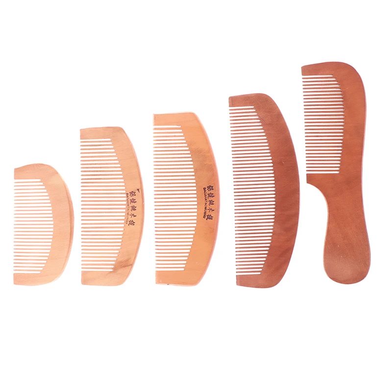 

5 sizes Natural Peach Wood Comb Close Teeth Anti-static Head Hair Care Massage BeardWooden Tools Beauty Accessories 1 Pcs