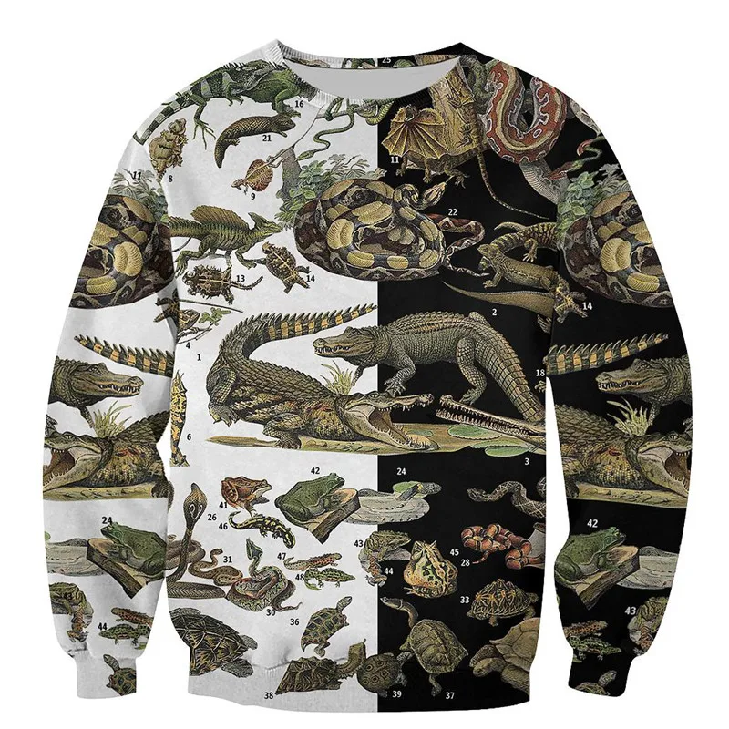 

Fashion beautiful reptile 3D printing shirt zipper Hoodie