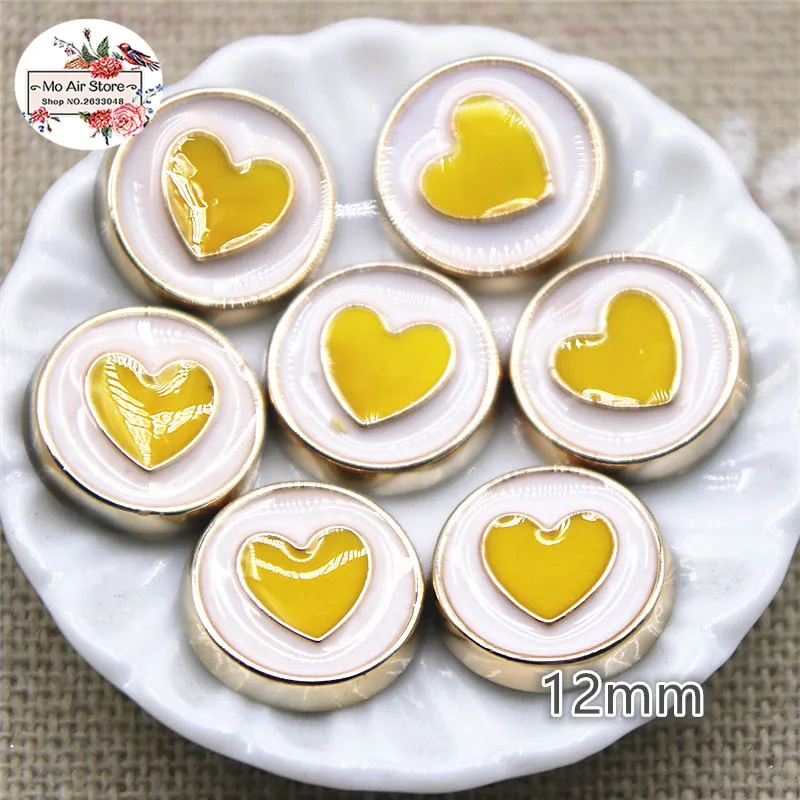 50pcs mix color 12mm heart round flat back Buttons Home Garden Crafts Cabochon Scrapbooking Clothing accessories | Дом и сад