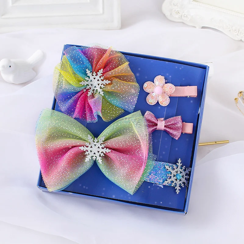 Женские заколки для волос M MISM 1 комплект со снежинками с голубым бантом