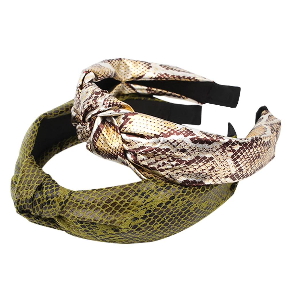 Повязка на голову со змеиным принтом женская геометрический модный ободок с