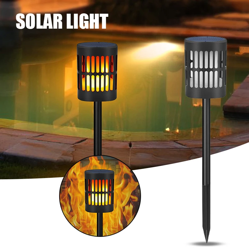 

2pcs Hanging Solar Flame Lights Outdoor Ground Plug-In Garden Decorative 96 Led Lights for Garden Yarns Decoration