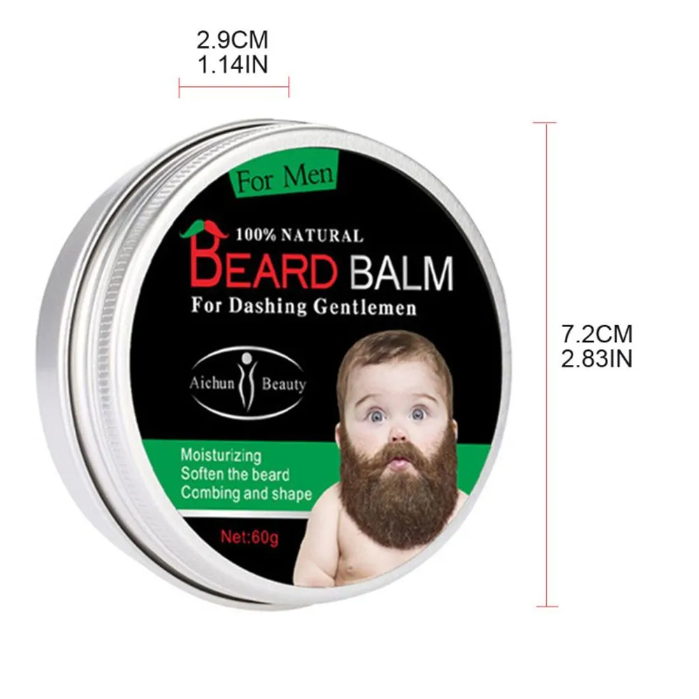 

Aichun Organic Beard Balm Oil Men Moustache Wax Styling Beeswax Soften Moisturizing Smooth Beard Growth Gentlemen Beard Care 60g