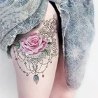 Водостойкая Временная тату-наклейка, роза, цветок, бриллиантовое ожерелье, искусственная тату флэш-тату, наклейки, художественные татуировки для девочек, женщин и мужчин