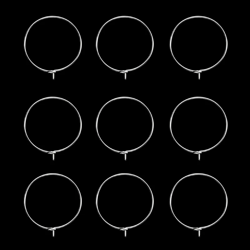 20-30mm 100pcs Champagne Wine Glasses Charm Rings Sliver Metal Earrings Wire Rings Hoops Gift Party Drink Wine Labeling Supplies