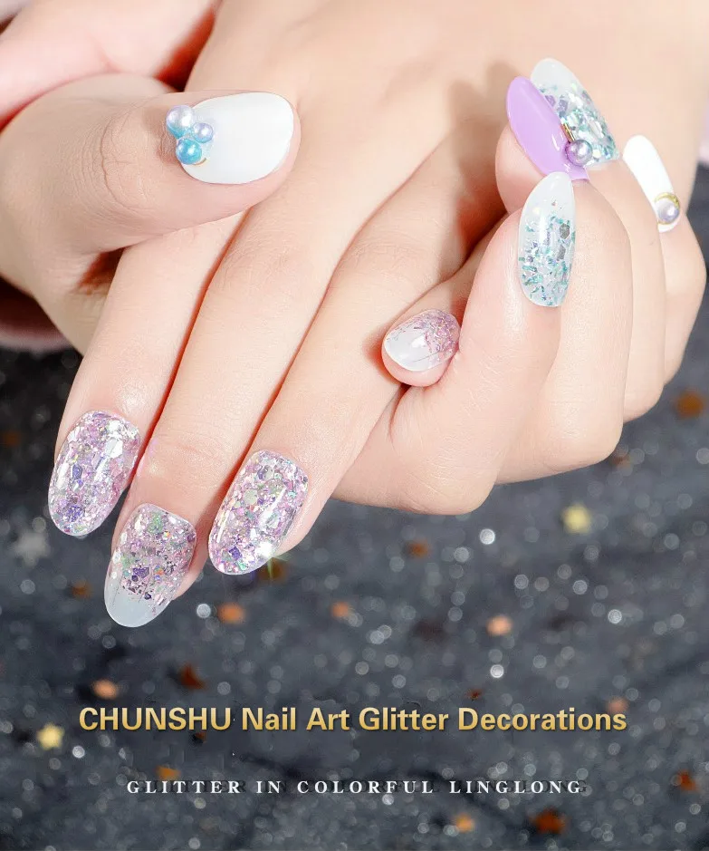 12 шт. набор для дизайна ногтей из блестящих хлопьев голографическая пудра