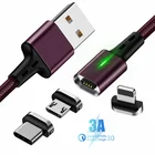 Магнитный зарядный кабель Micro Usb Type-C, 1 м, 3 А, для iPhone 11, Huawei P30, P40, Samsung