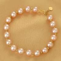 sa silverage 18k gold with pearl golden balls single row bracelet au750 engagement bracelet round pearl women