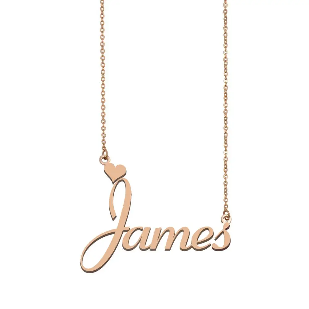 

James Name Necklace Stainless Steel Custom Nameplate for Women Girls Best Friends Birthday Wedding Christmas Mother Days Gift