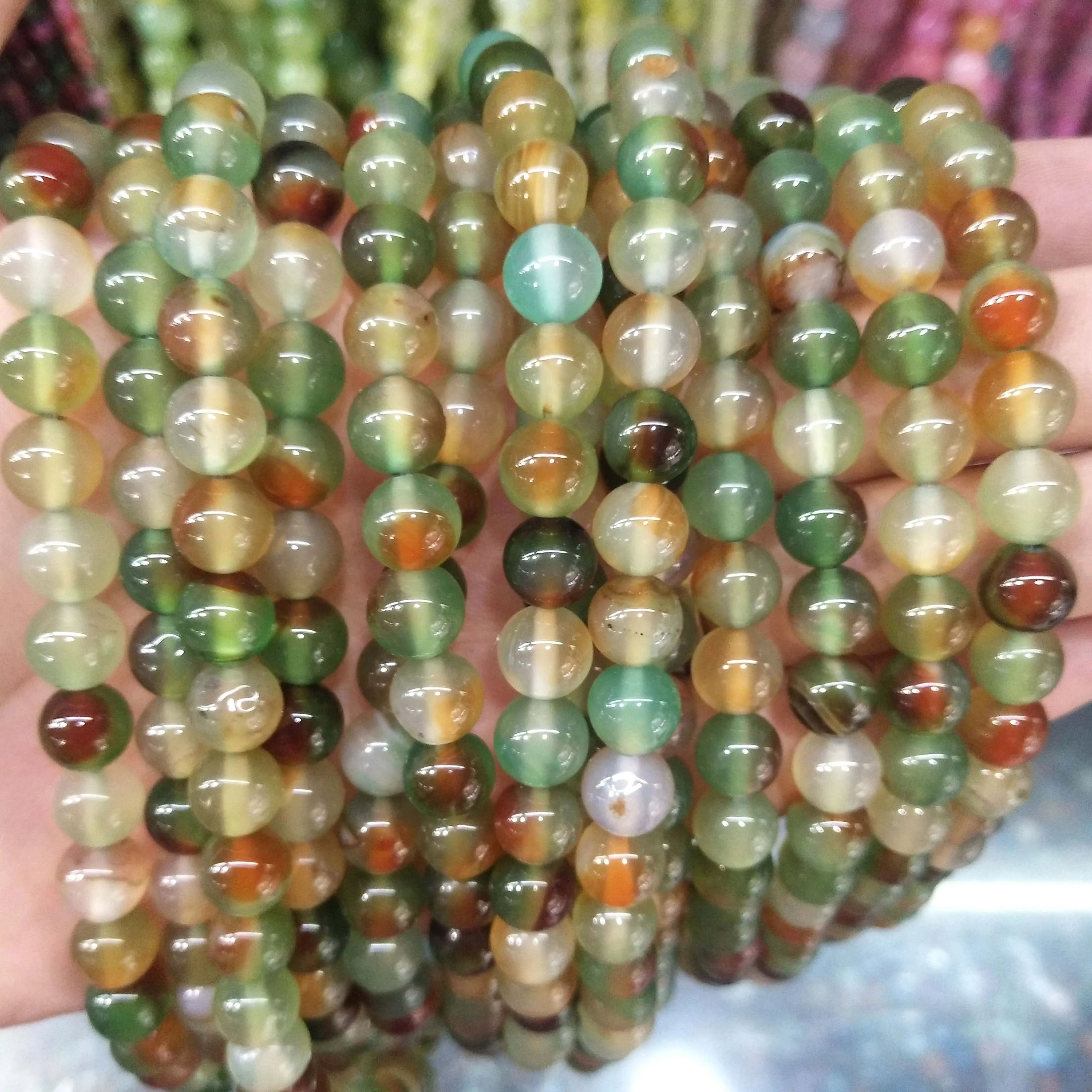 Круглые бусины из натурального камня Агаты для изготовления ювелирных изделий