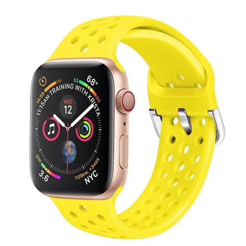 Shiny yellow Силиконовый ремешок для apple watch 4 band 44 мм 40 мм iWatch band 42 мм 38 мм спортивный браслет correa apple watch 4 3 2 1 Аксессуары - Цвет ремешка: Shiny yellow