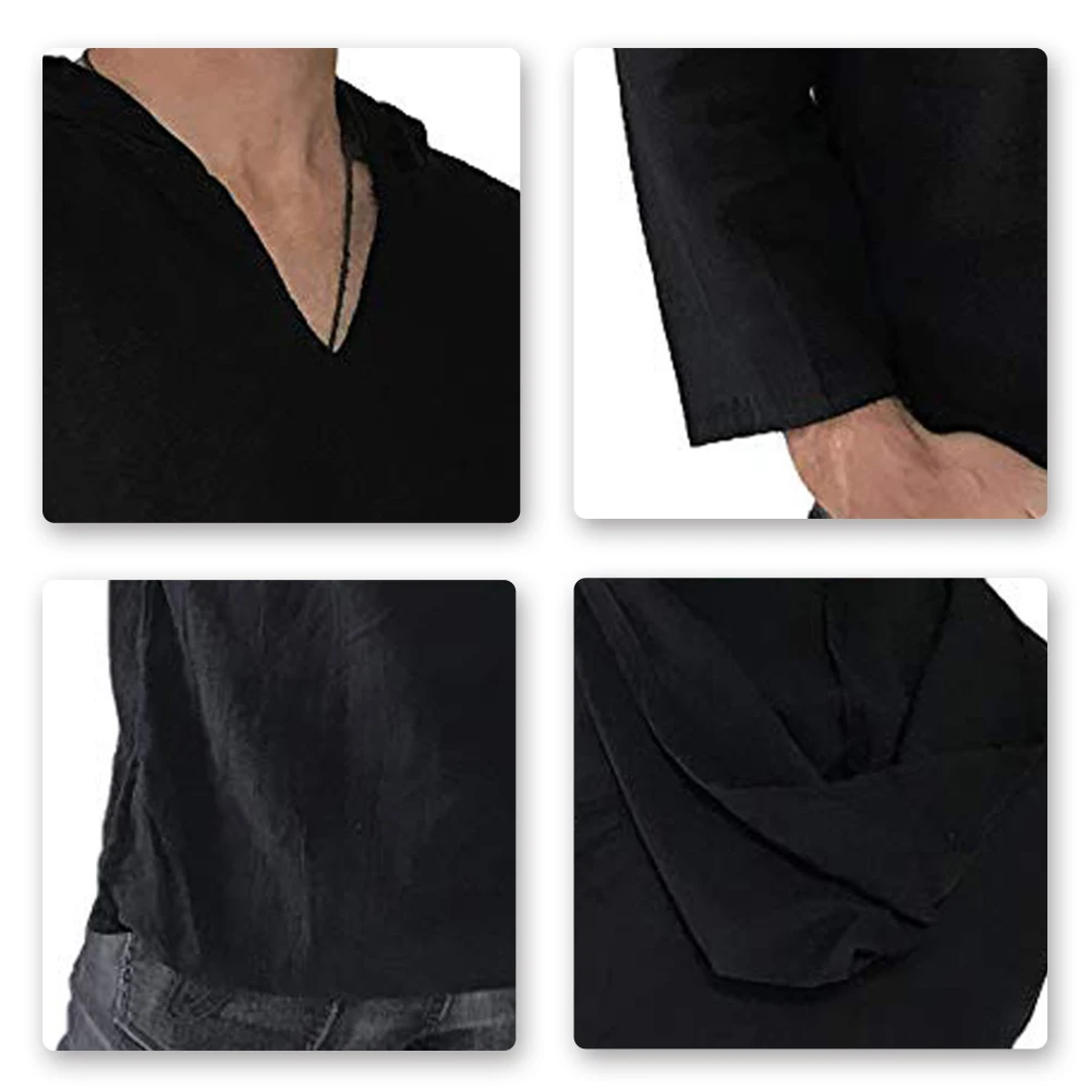 

Allthemen Mens T-Shirt Hooded T-Shirt For Men Long Sleeve Causal Indoor Men Solid Clothing Lightweight Breathable Shirts Homme