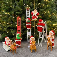 christmas decoration music christmas santa claus toy electric climb ladder tree hanging ornament navid for children new year toy
