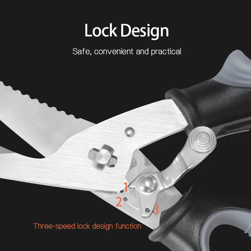 

XYj Stainless Steel Kitchen Scissors Fish Chicken Bone Shears Tool Meat Vegetable Barbecue Scissors Kitchen Supplies