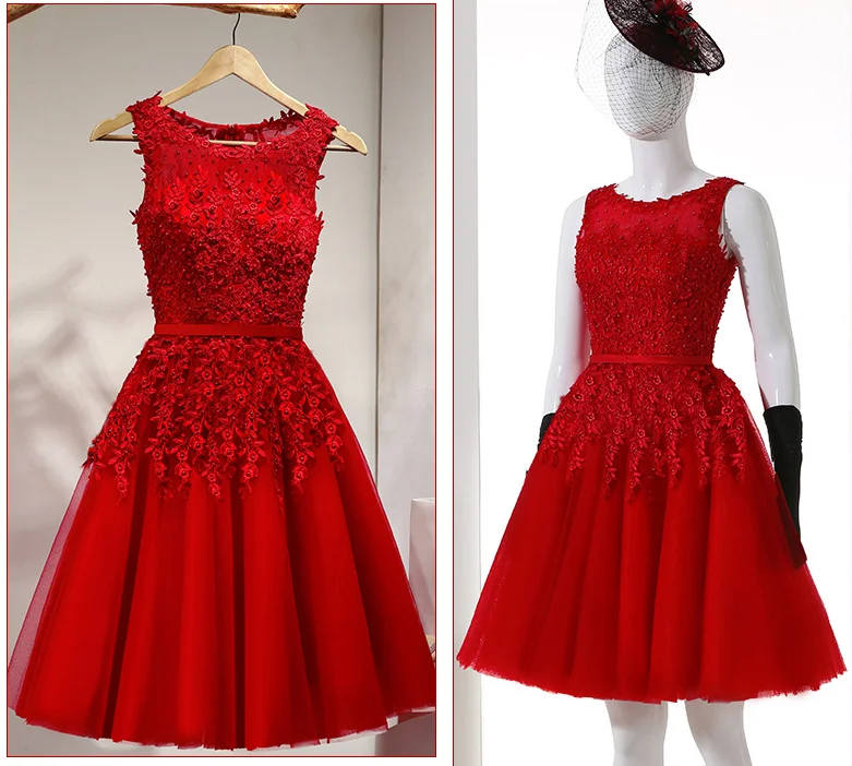 

Women's short formal prom evening party dress lace embroidery hand beading wedding party dress sexy cocktail Ceremony dress 26W