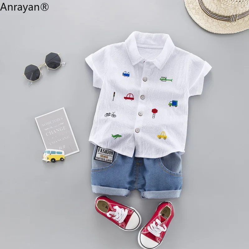 Летняя новинка детская одежда Детская футболка с мультяшным рисунком джинсовые