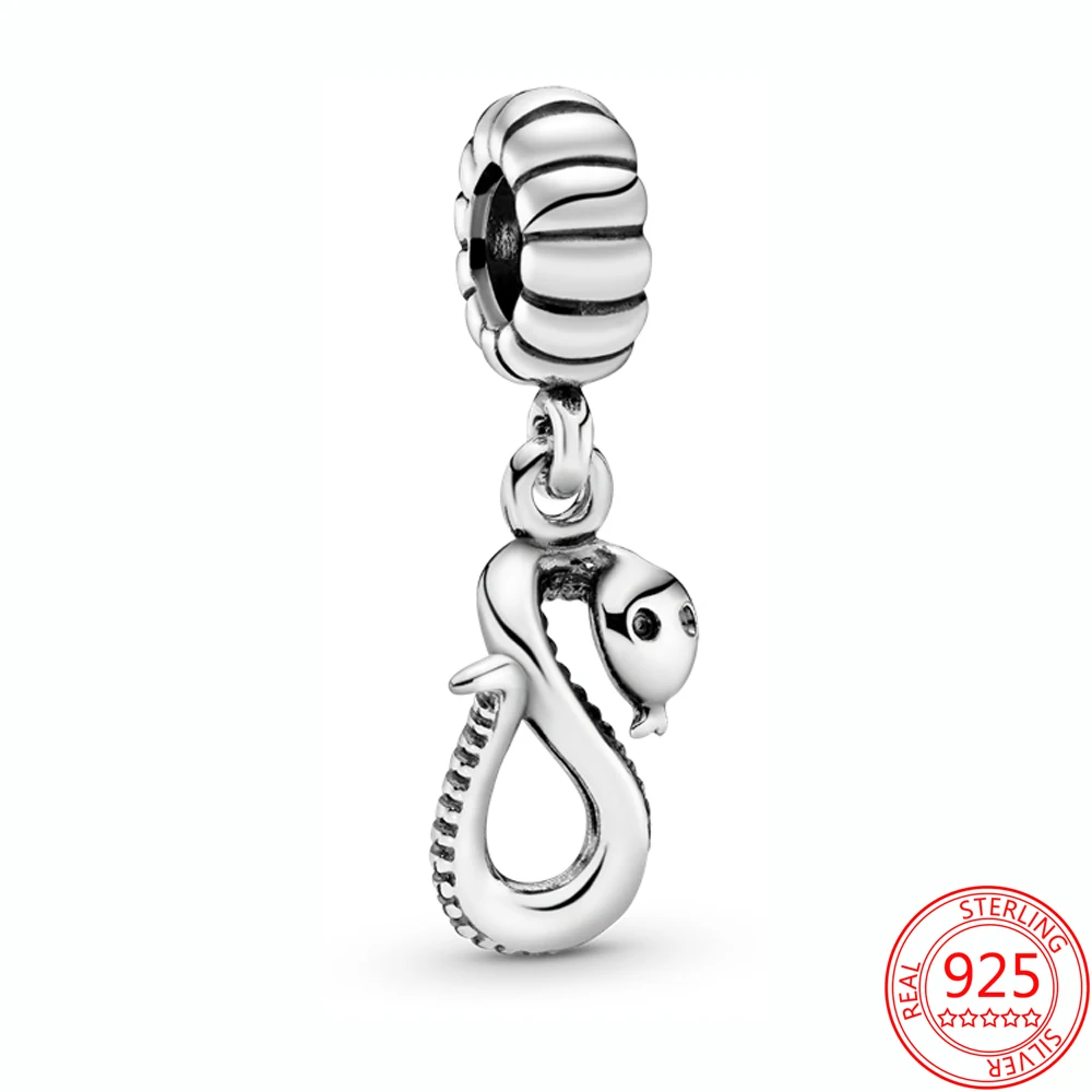 

New 100% 925 Sterling Silver Fit Original Pandora 3mm Bracelet&Bangle for Women Birthday Fashion Jewelry Gift Zodiac-Snake Beads