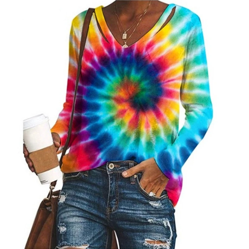 

Топ женский оверсайз с длинным рукавом и V-образным вырезом