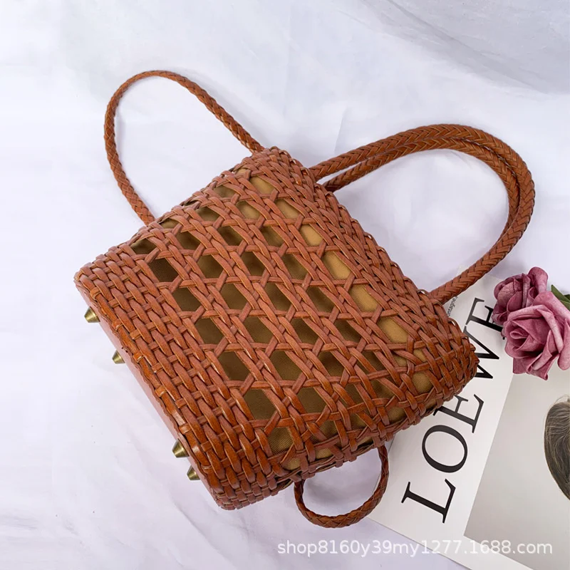 

Женская сумка из воловьей кожи ручной работы, удобная сумочка, французская плетеная корзина для овощей, для отдыха