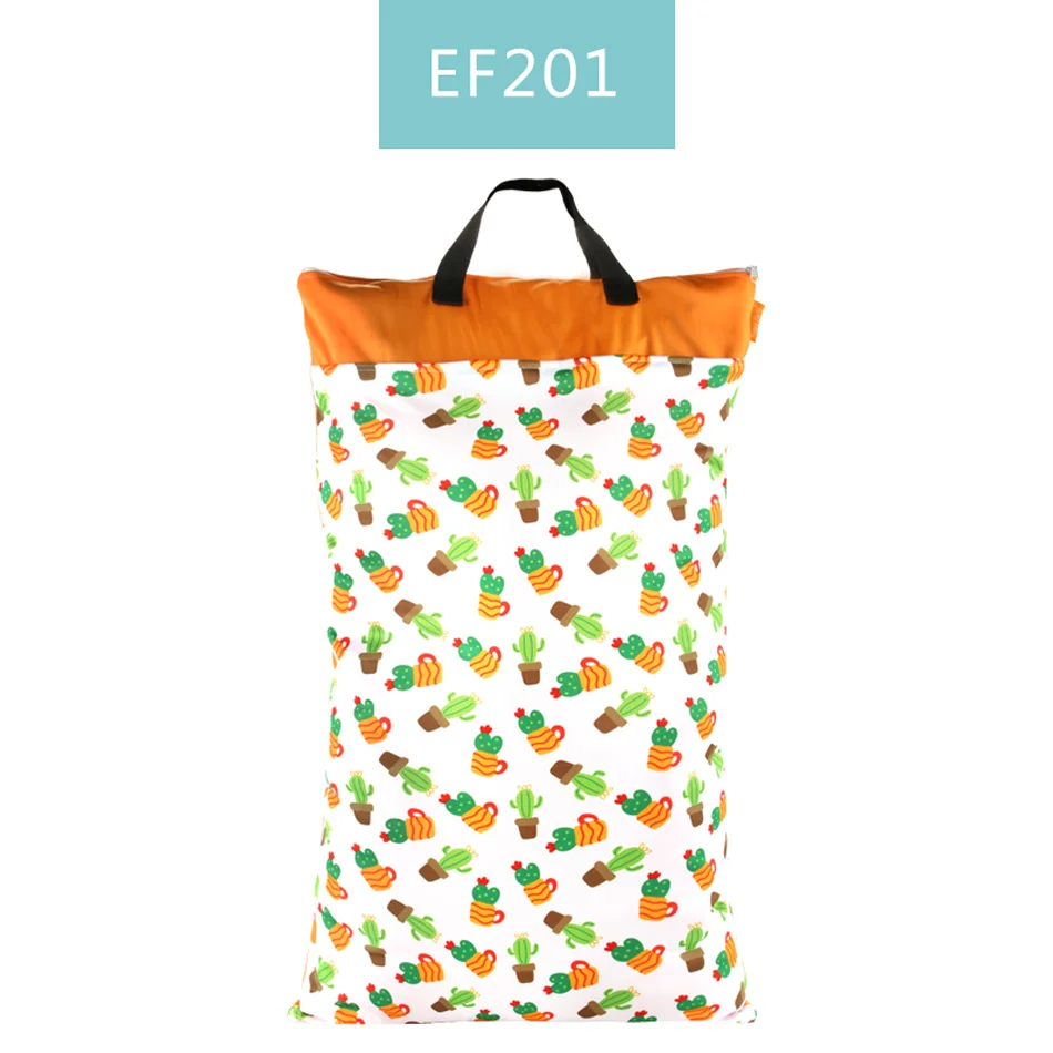 

1 Pcs Large Hanging Wet/Dry Pail Bag For Cloth Diaper Inserts Nappy Laundry With Two Diaper Waterproof Bag Reusable Zippered