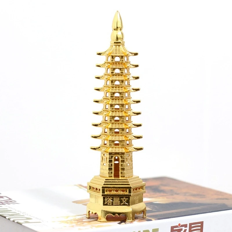 Feng Shui 9 уровней сплав 3D модель китайский Wenchang башня пагода ремесла статуя сувенир