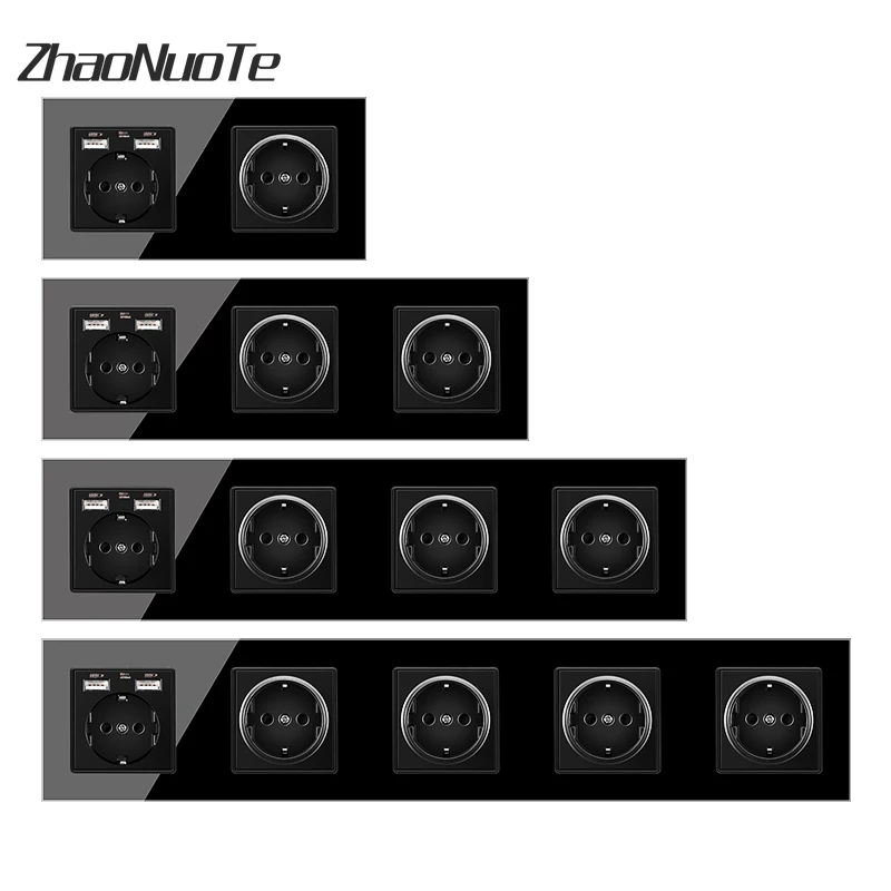 Настенная электрическая розетка со стеклянной панелью немецкая Европейская с