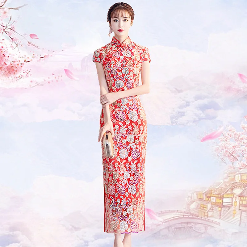Традиционные женские китайские Стиль на каждый день красный винтаж невесты